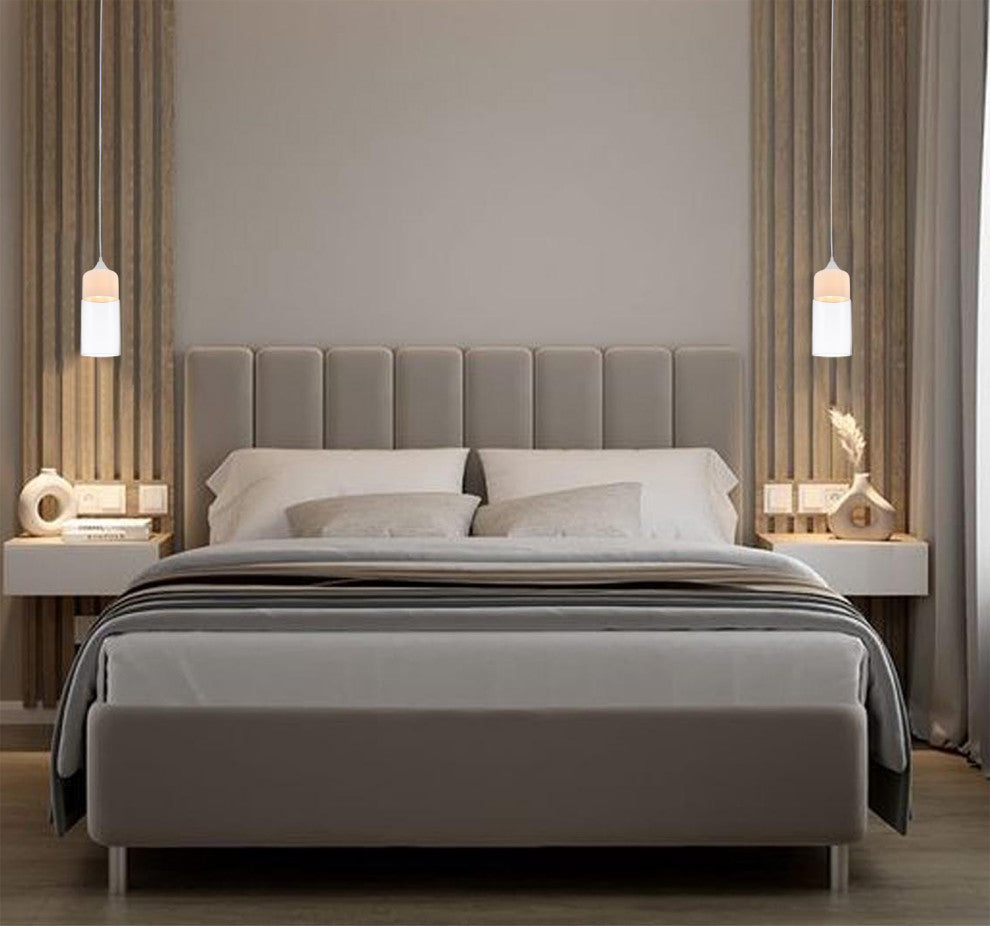 Matte White Single Pendant Light, Clear Glass Shade