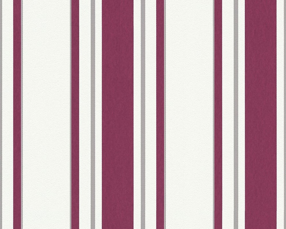 Best of Vlies, Floral Patterns Modern Classic Stripes White Wallpaper Roll