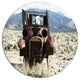 Retro Car In Mountainous Area, Landscape Large Disc Metal Wall Art, 23"
