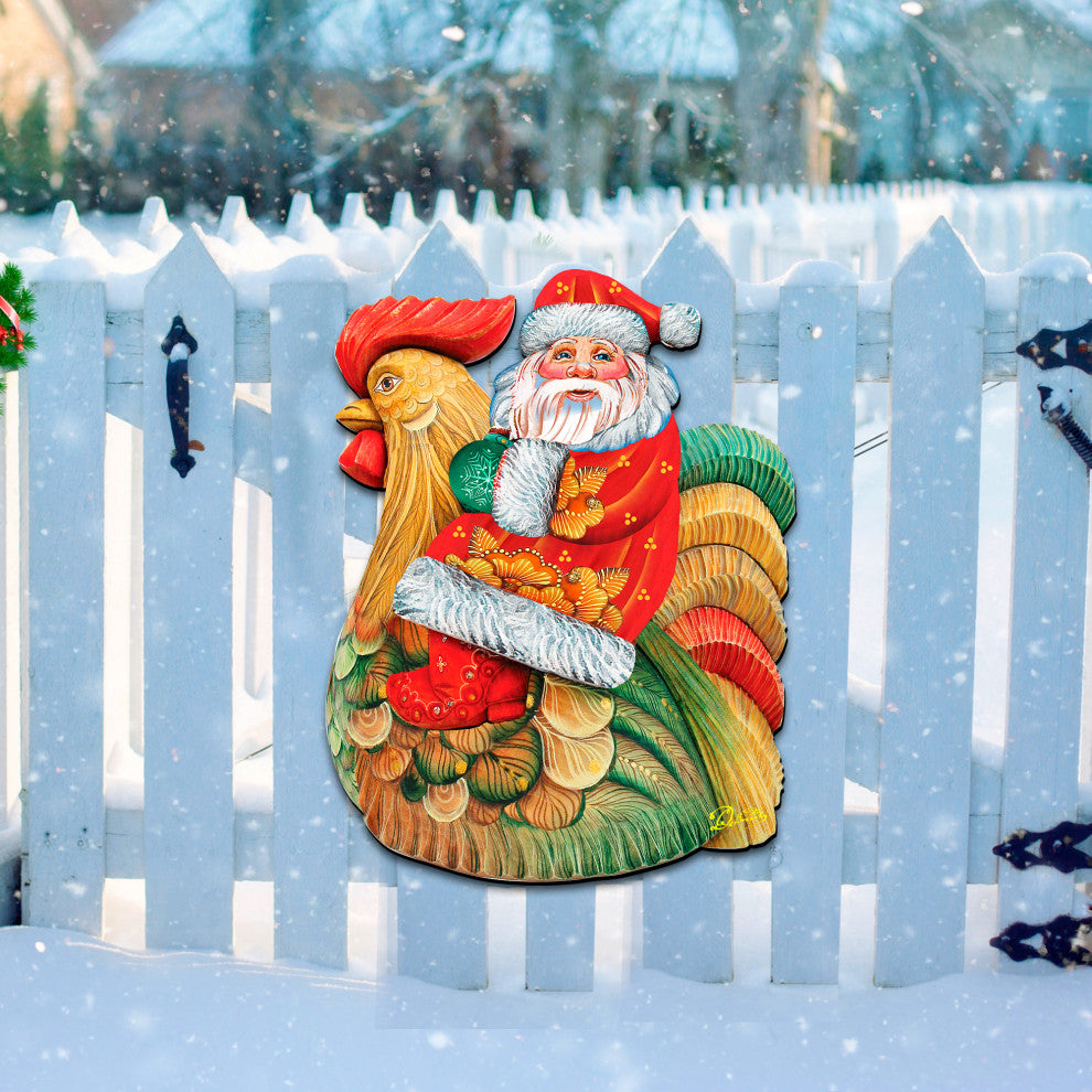 Santa Rooster Door Hanger