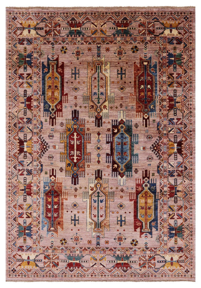 5' 8" X 8' 4" Handmade Tribal Fine Serapi Wool Rug - Q12223