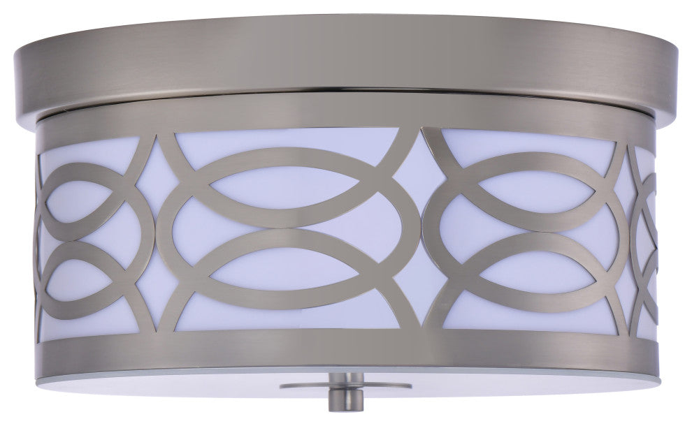 Lazzur Aude 2 Light 12" Satin Nickel Flush Mount Ceiling Light