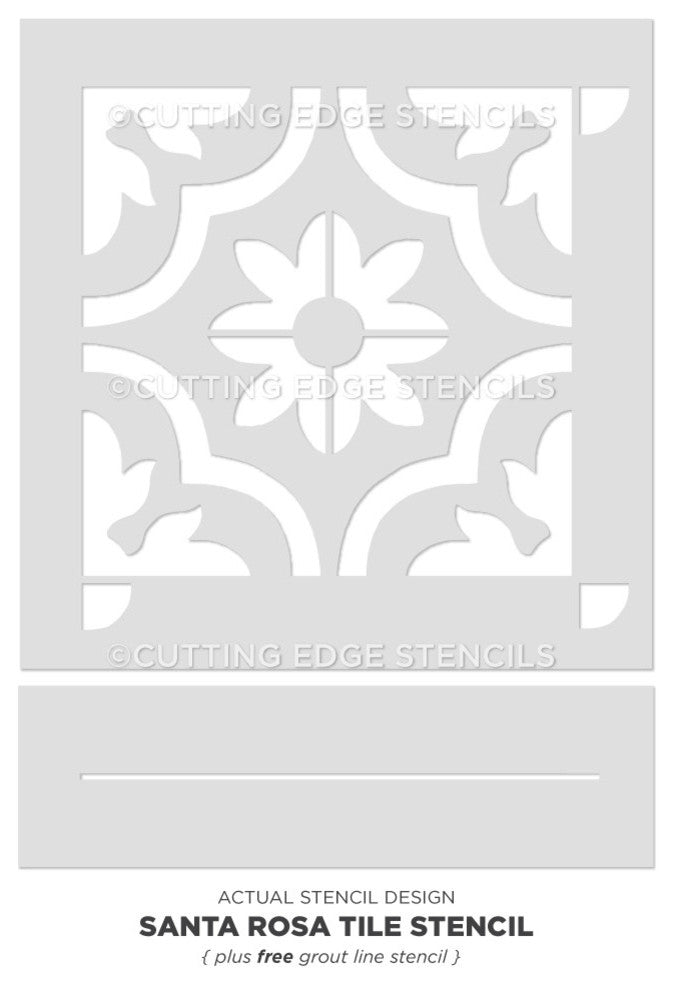 Santa Rosa Tile Stencil, DIY Faux Tiles, Cement Tile Stencils, Extra Large