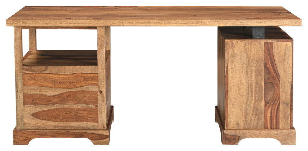 Damian Live Edge Writing Desk, Brown