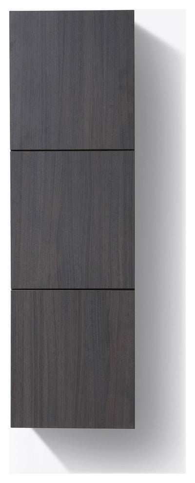 Bliss 18"W x 59"H Linen Side Cabinet, 3 Doors, Gray Oak Finish, High Gloss Gray Oak