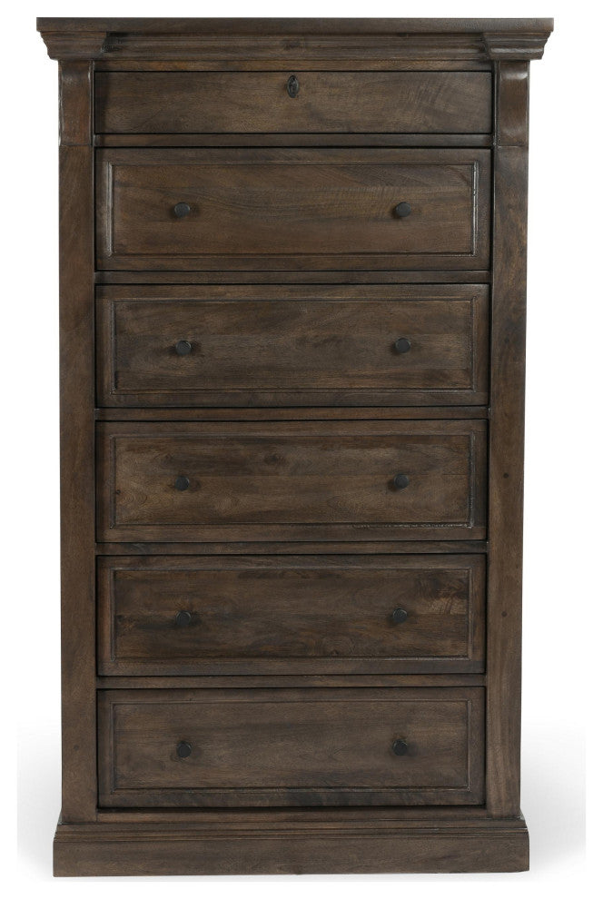 Kosas Home Adelaide Six-Drawer Mango Wood Chest Dresser, Cocoa Brown