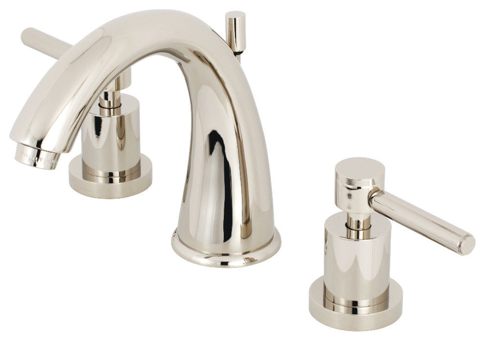 Kingston Brass Widespread Bathroom Faucet With Brass Pop-Up, Polished Nickel