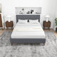 Ashton Mid-Century Modern Solid Wood Tufted Dark Grey Fabric Platform Bed, Queen