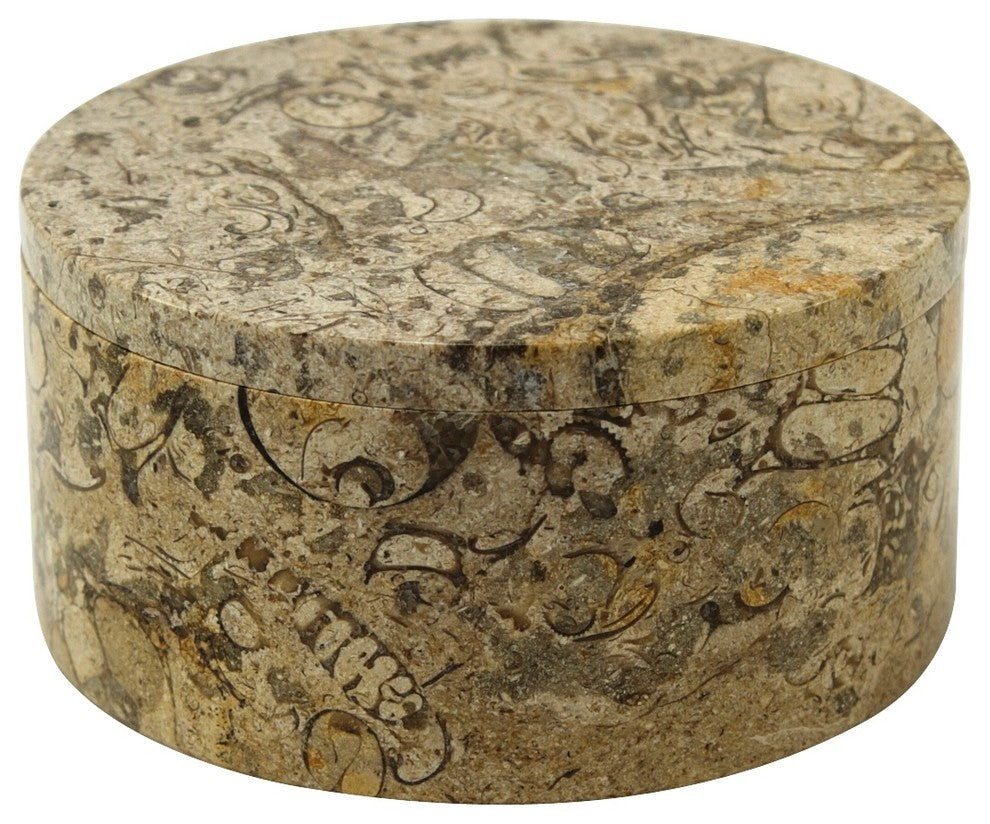Eirenne Collection Fossil Stone 5" Circular Keepsake Box