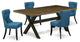 X677Si121-5, 5-Piece Dinette Set, 4 Chairs, Table Top and Wooden Cross Legs