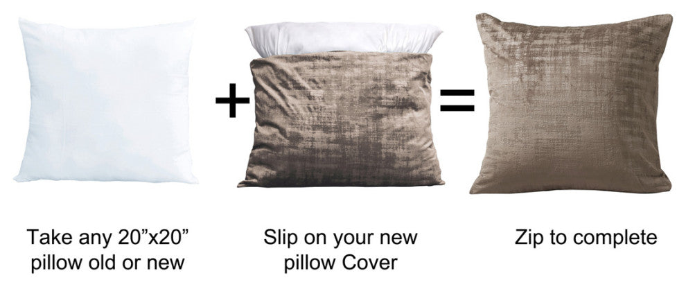 Velvet 2 Piece Euro Pillow Cover Set, Simply Taupe, 2 Piece, 26"x26"