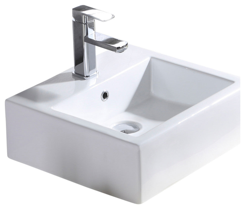 Fine Fixtures Square Vessel Sink Vitreous China With Overflow