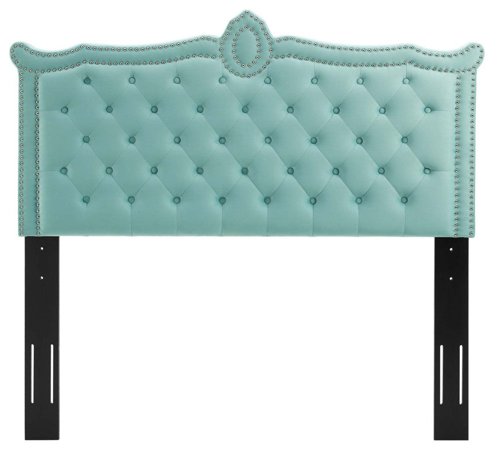 Louisa Tufted Performance Velvet Twin Headboard, Mint