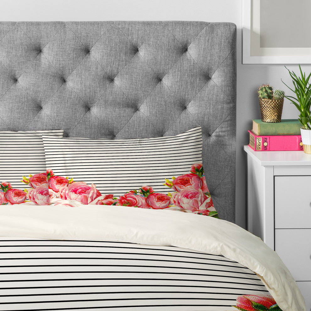 Deny Designs Allyson Johnson Bold Floral and Stripes Pillowcase