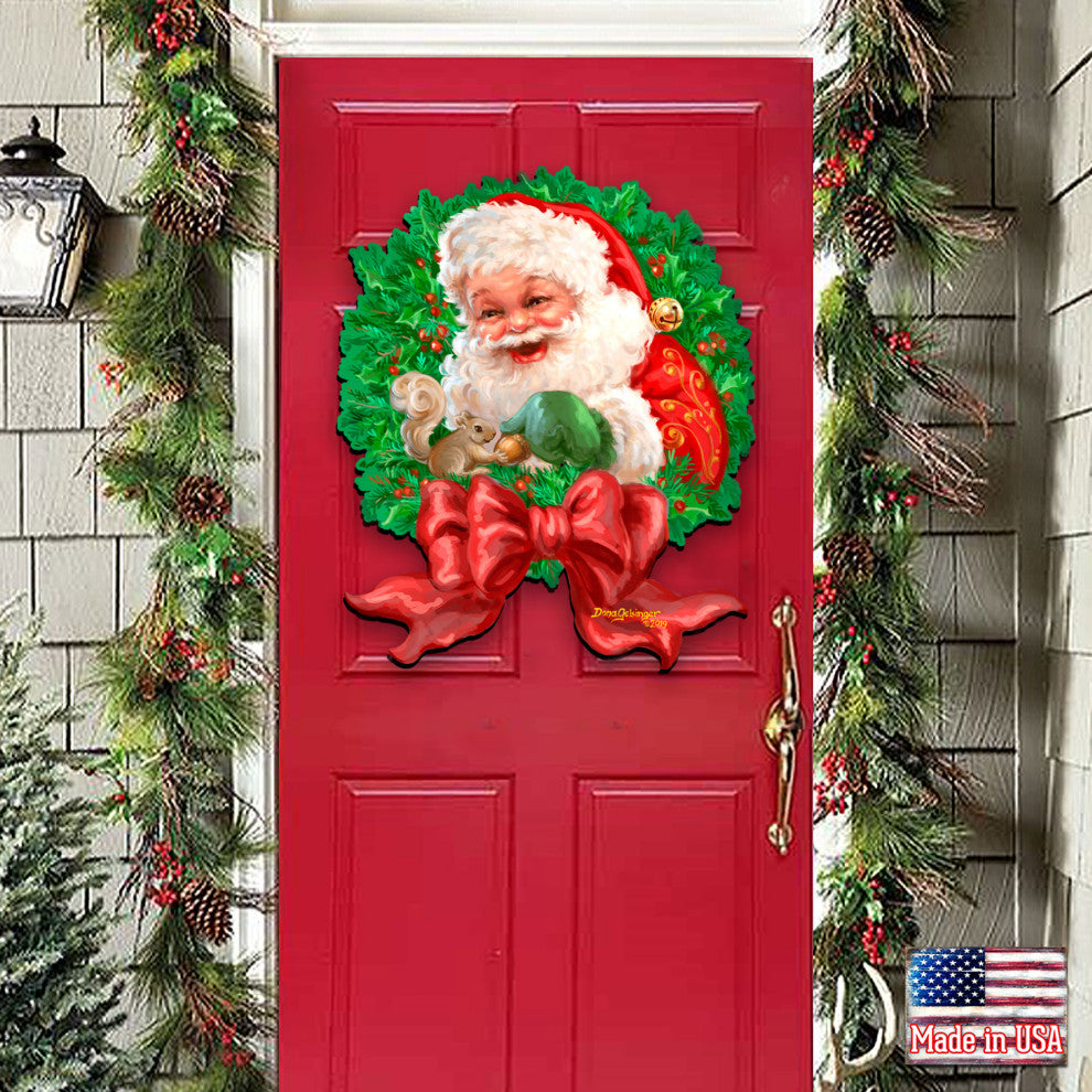 Santa Bow Wooden Wreath