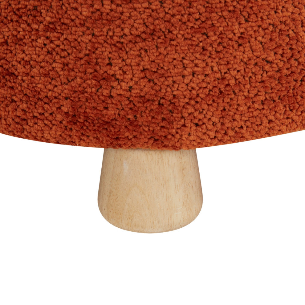 Safavieh Couture Denison Round Chenille Ottoman, Rust/Natural