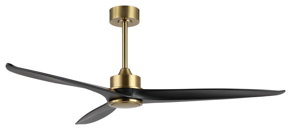 60" 3-Blade Reversible DC Motor Ceiling Fan With Remote, Gold/Black