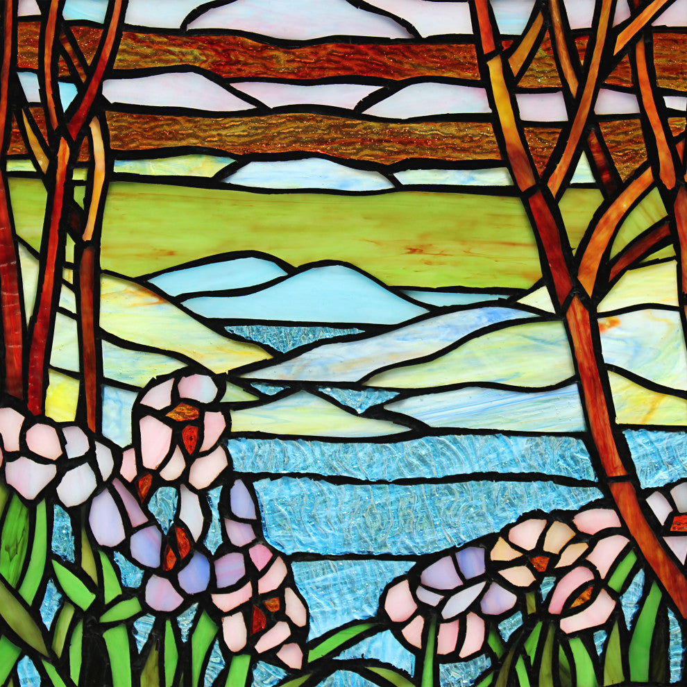 CHLOE Lighting SPRING VALLEY Tiffany-Style Stained Glass Panel