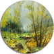 Green Yellow Forest, Landscape Disc Metal Artwork, 11"