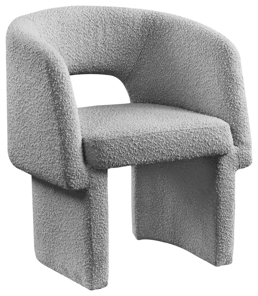 Emmet Boucle Fabric Dining Chair / Accent Chair, Grey, Boucle Fabric