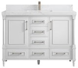 Aberdeen 48 Single Sink Bath Vanity in White 2" Empira Quartz