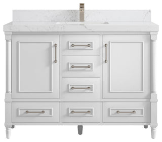 Aberdeen 48 Single Sink Bath Vanity in White 2" Empira Quartz