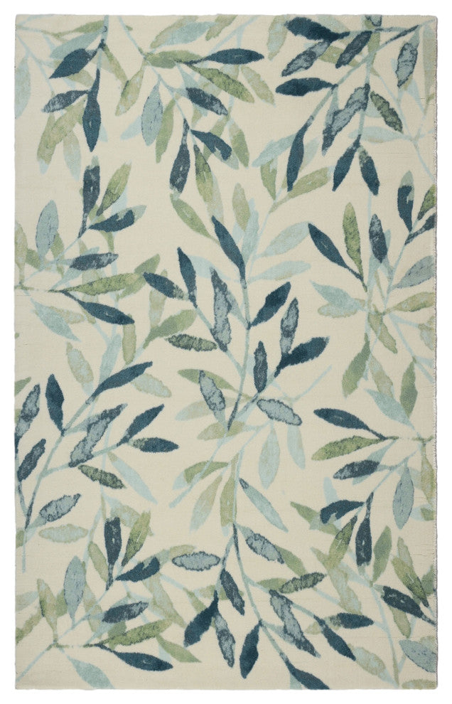 Sage Ash Modern Floral Area Rug, 5'x7'