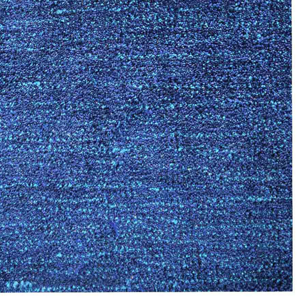 HAND KNOTTED LOOM SILK ECO-FRIENDLY AREA RUGS-Dark Blue Color,Solid Design, [Rectangle] 6'x9'