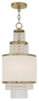 Mini Chandelier With Clear Crystals and Off-White Sheer Organza Shade