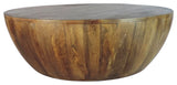 Benzara UPT-32180 Mango Wood Round Shape Coffee Table, Dark Brown