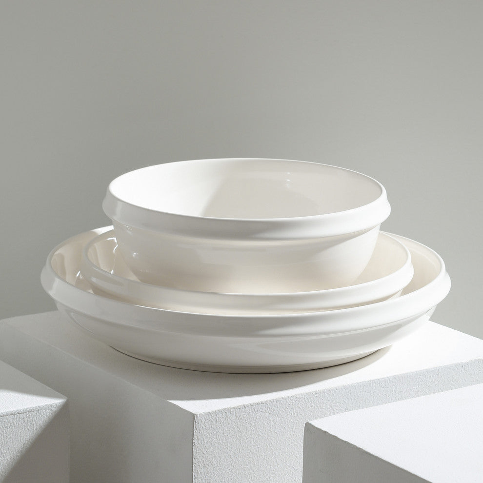 Stone Lain Verso Porcelain 24-Piece Dinnerware Set, White