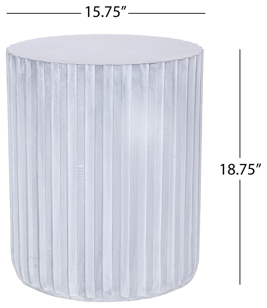 Abney Outdoor Lightweight Concrete Side Table, Gray Blue