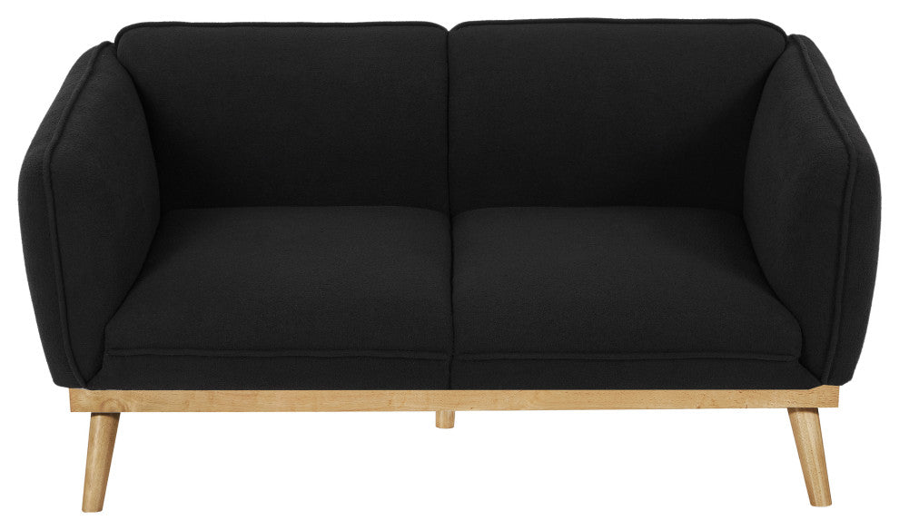 Nolita Boucle Fabric Upholstered Loveseat, Black