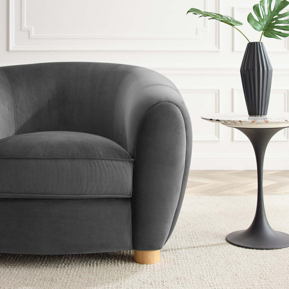 Abundant Performance Velvet Armchair Charcoal