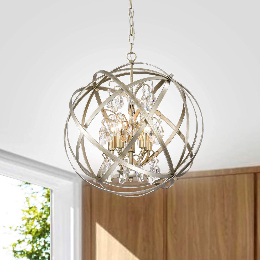 Chloe Champagne Crystal Orb 5-light Chandelier