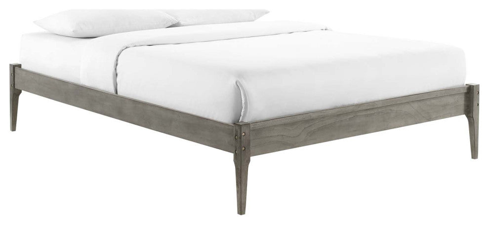 June King Wood Platform Bed Frame-Gray