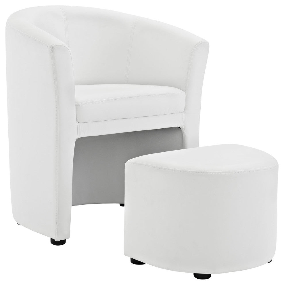 Modern White Divulge Armchair and Ottoman