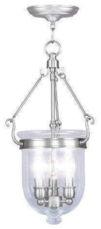 Livex Lighting 3 Light Brushed Nickel Chain Lantern - 5063-91