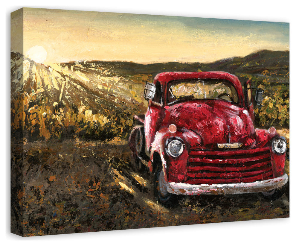 Vintage Sunset Truck 18x24 Canvas Wall Art