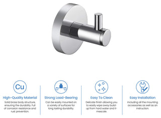 Circular Bathroom Towel & Robe Hook 2 Count, Chrome