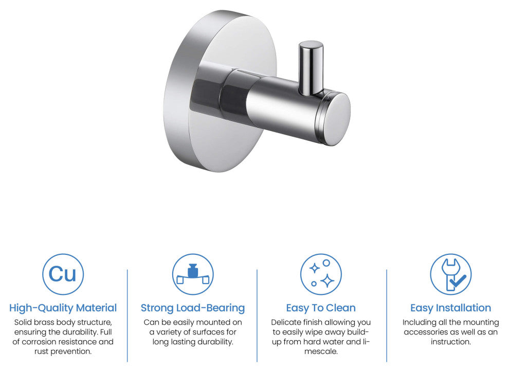 Circular Bathroom Towel & Robe Hook 2 Count, Chrome