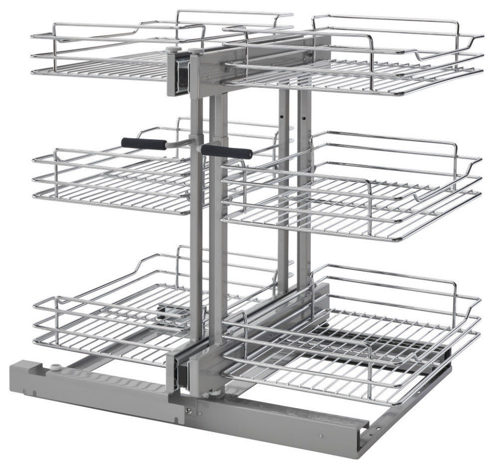 Steel 3-Tier Pull Out Organizer for Blind Corner Cabinets With Soft Close, 15"