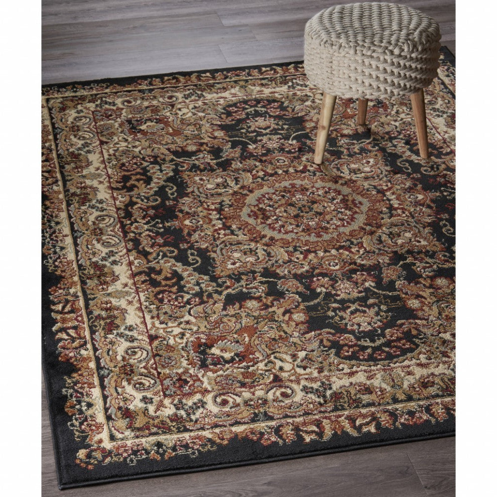 7" x 9" Black Royal Medallion Area Rug