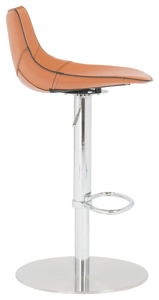 Rudy Bar and Counter Stool, Dark Caramel/Stainless Steel