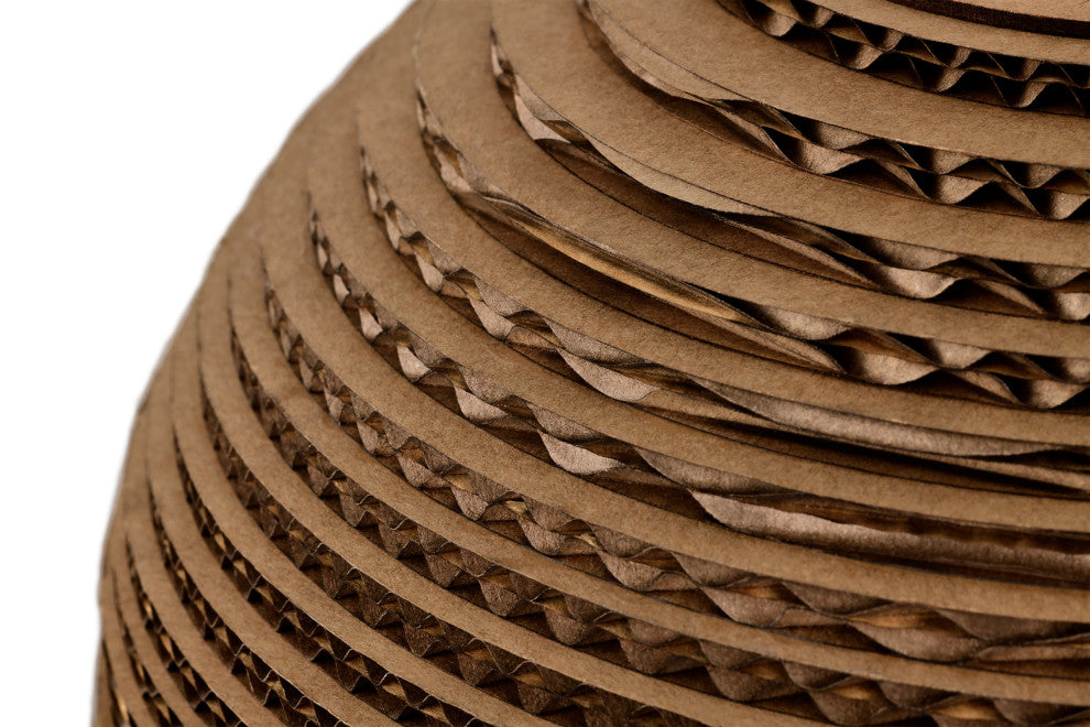 1-light Brown Natural Pendant Light With Nordic Style Globe Cardboard Shade
