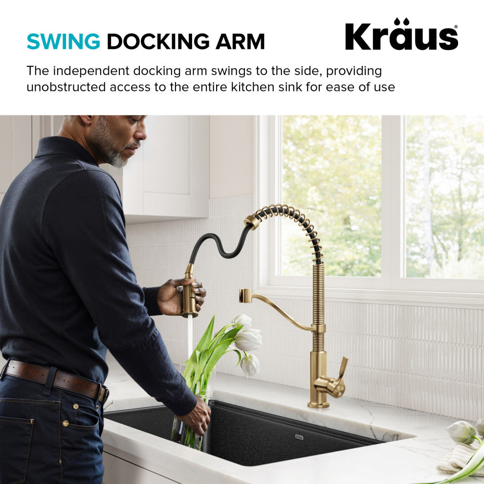 KRAUS Torak Commercial Style 2-Function 1-Handle Pull Down Kitchen Faucet SFBB