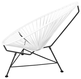 Acapulco Indoor/Outdoor Handmade Lounge Chair, White Weave, Black Frame