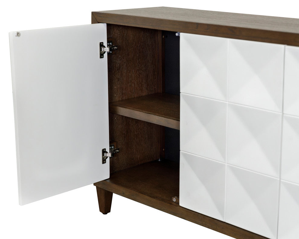 Modern Wood 70" Console With With doors, TV Stand, Fully Assembled, Brown