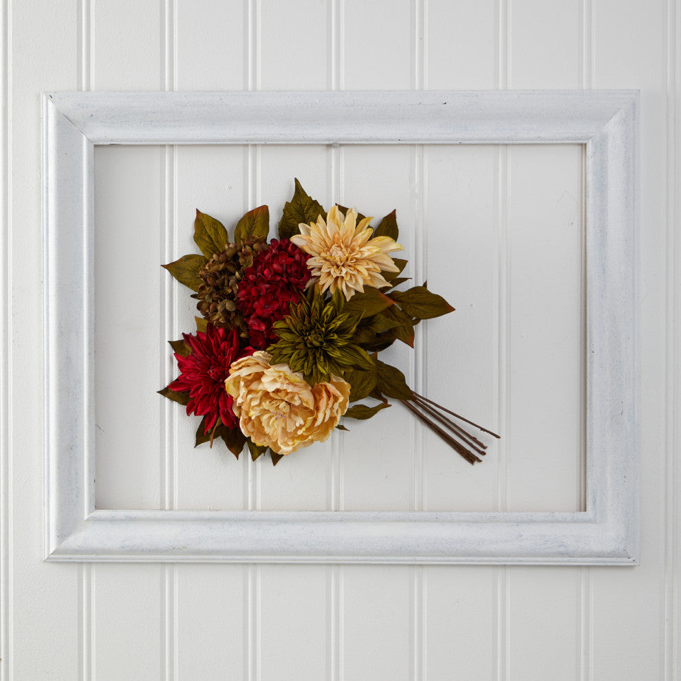 16" Peony, Hydrangea & Dahlia Artificial Flower Bouquet, Set of 2