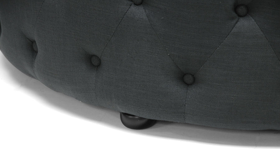Cardiff Linen Tufted Ottoman, Gray